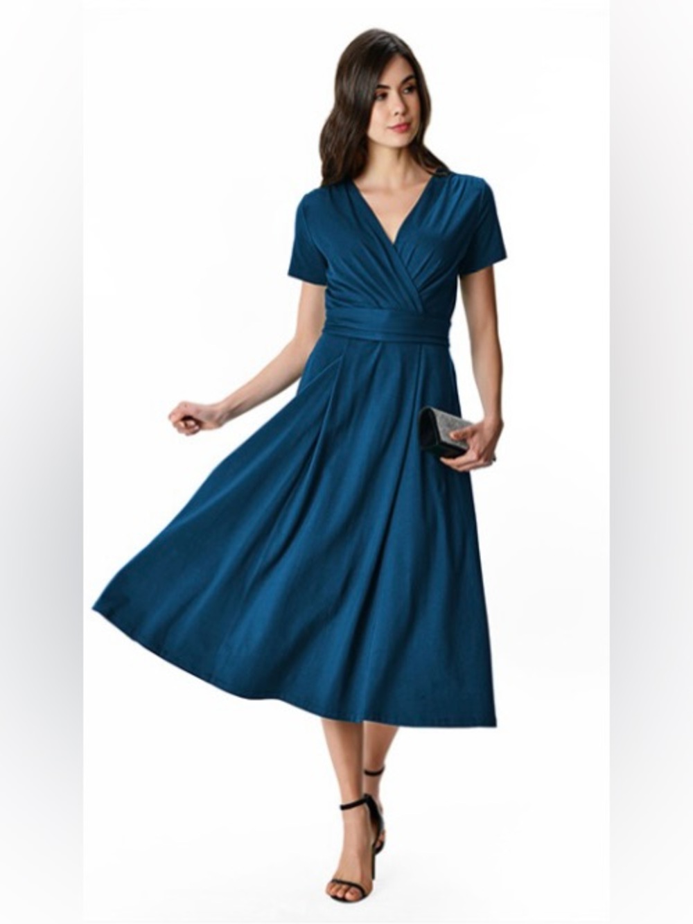 eShakti Blue Cotton Jersey Surplice Dress
 Brand New NWOT